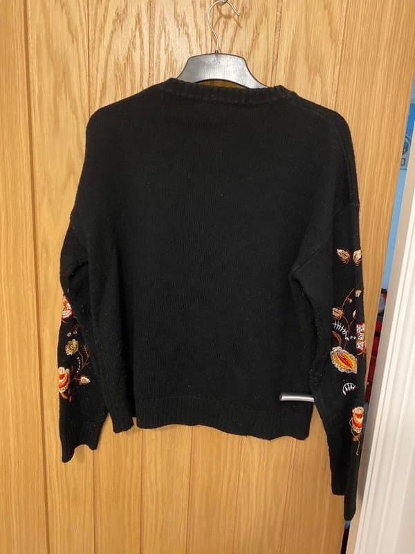New Look Black jumper with floral embroidery
