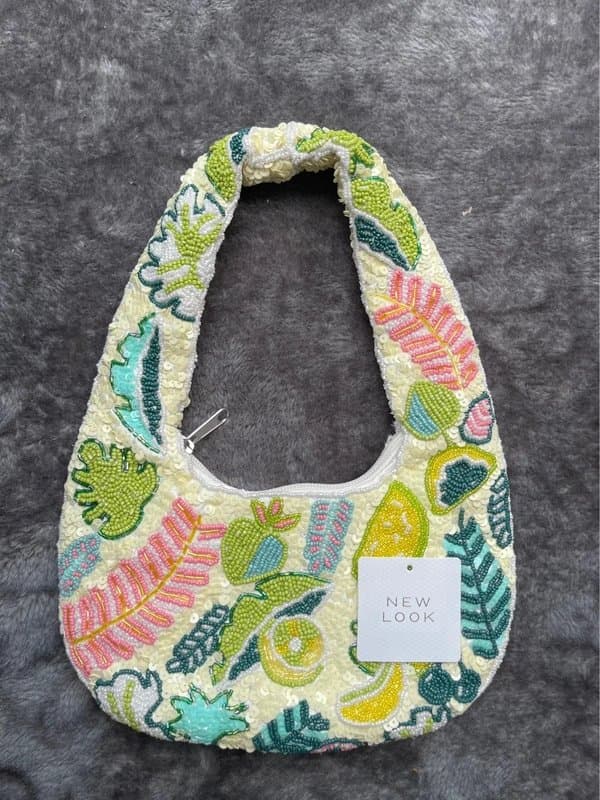 New Look New look tropical yellow and green beaded embellished bag