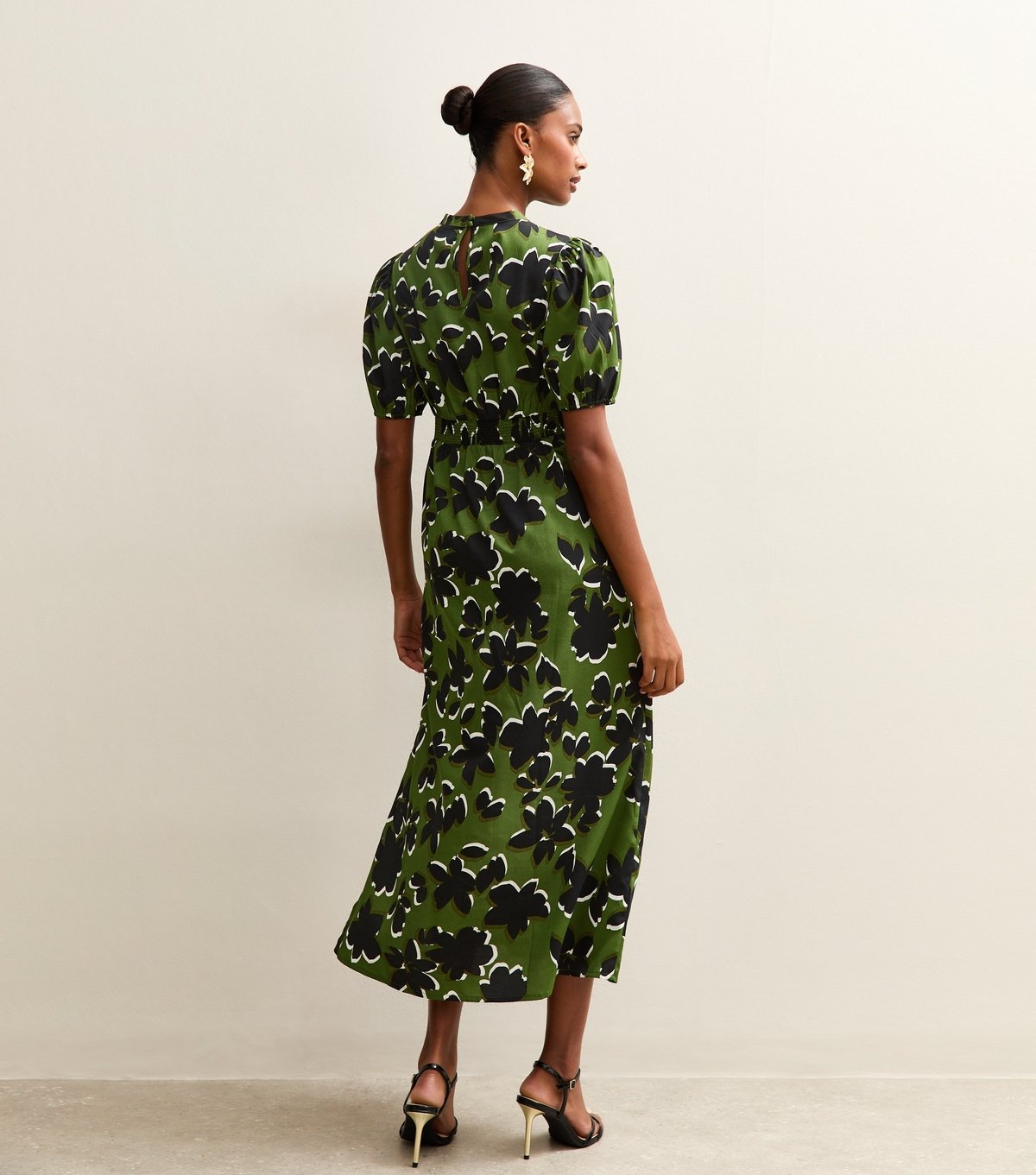 New Look Women's Green Crepe Floral Print Keyhole Midi Dress New Look - 4