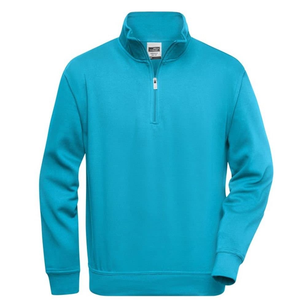 James and Nicholson James and Nicholson Men's Workwear Quarter Zip Sweatshirt in Turquoise