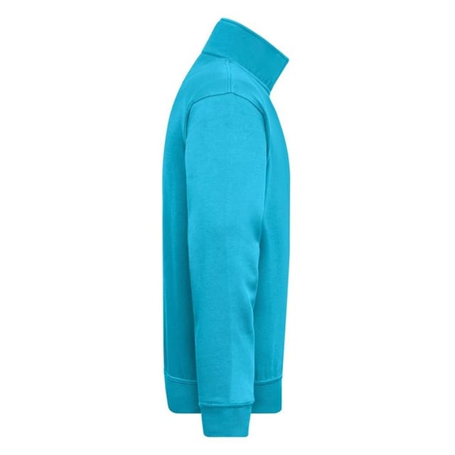 James and Nicholson James and Nicholson Men's Workwear Quarter Zip Sweatshirt in Turquoise - 3