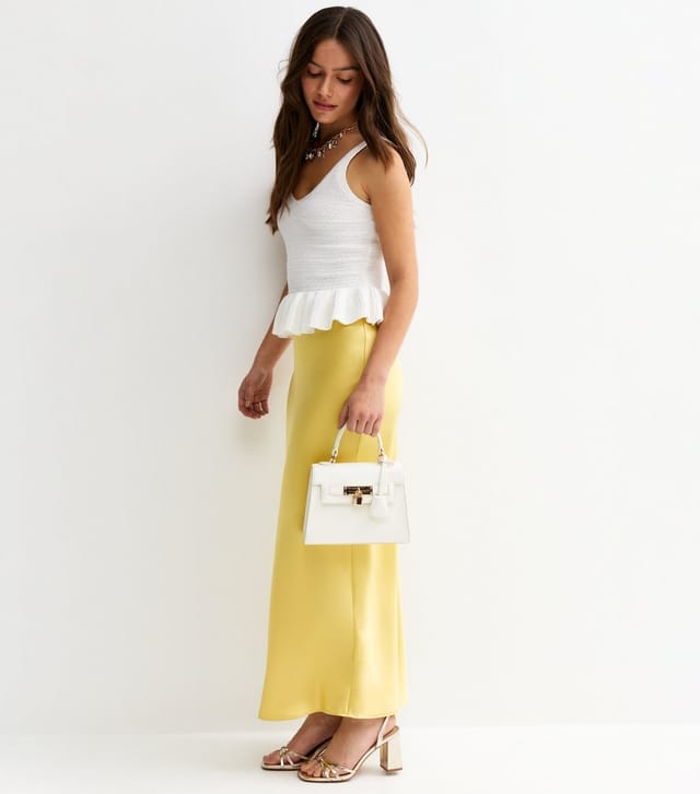 New Look Women's Petite Light Green Satin Bias Cut Midi Skirt New Look - 3