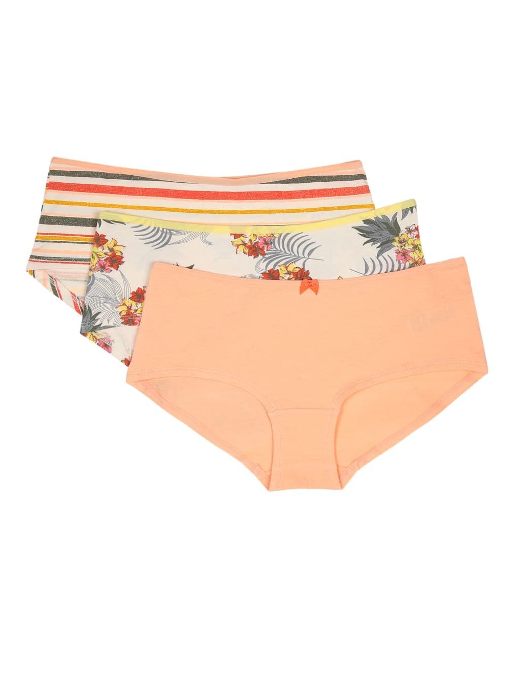 Marks & Spencer M&S INT 3PK Pineapple Low Rise Short Peach Mix