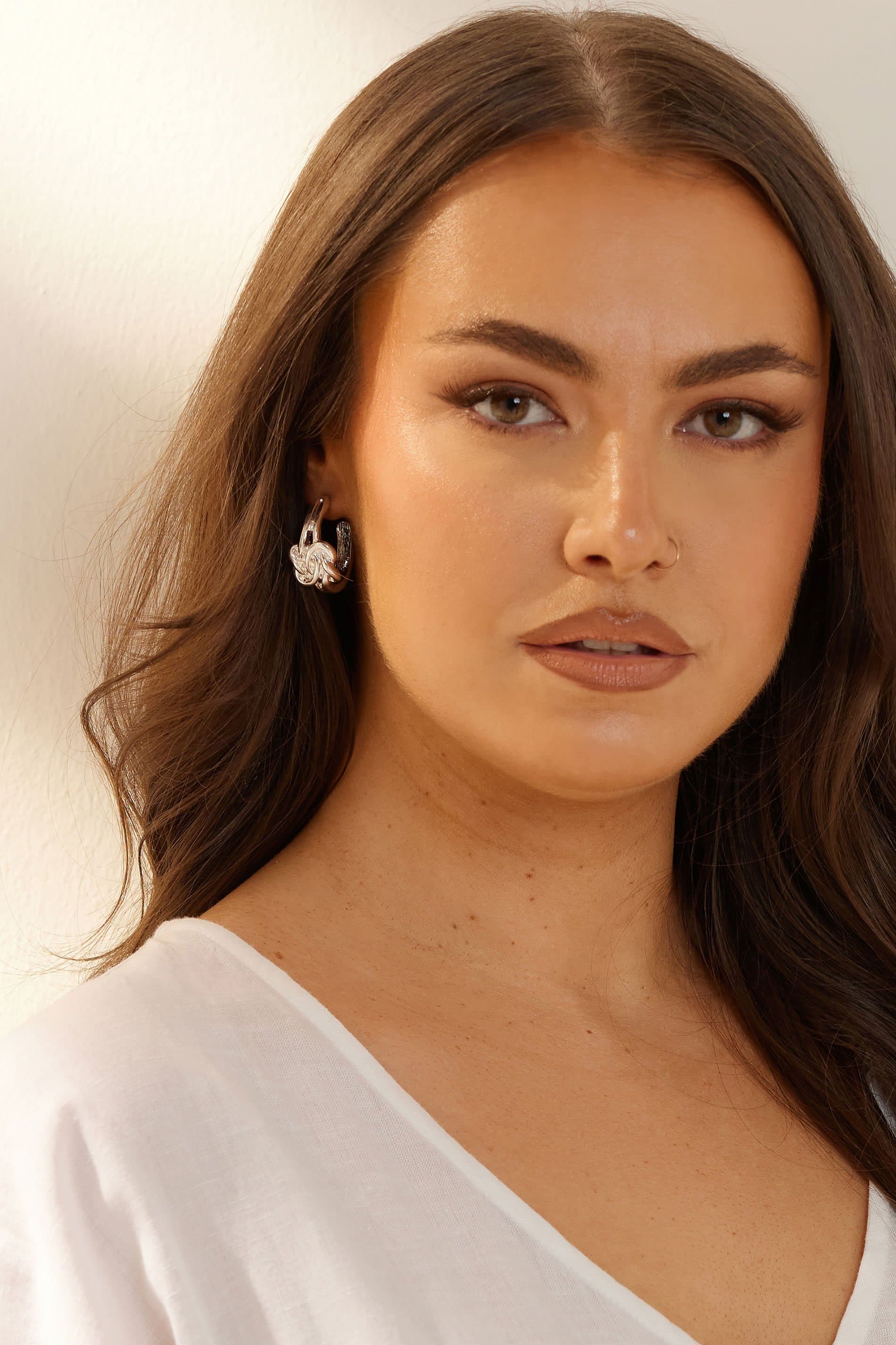Yours Silver Tone Knot Hoop Earrings