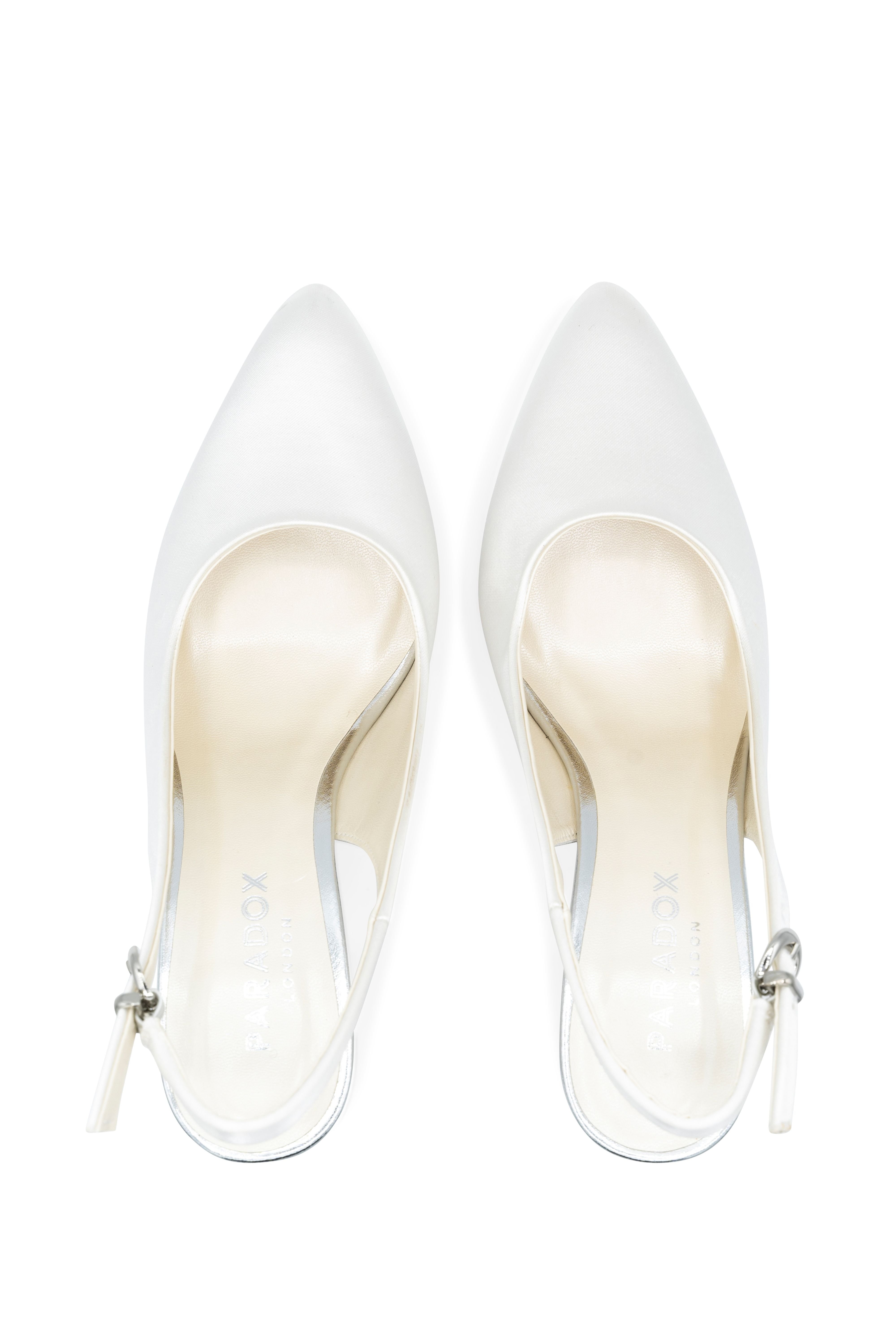 Paradox London Paradox London Women's Dyebale Satin 'Alston' High Block Heel Sling Back in Ivory - 3