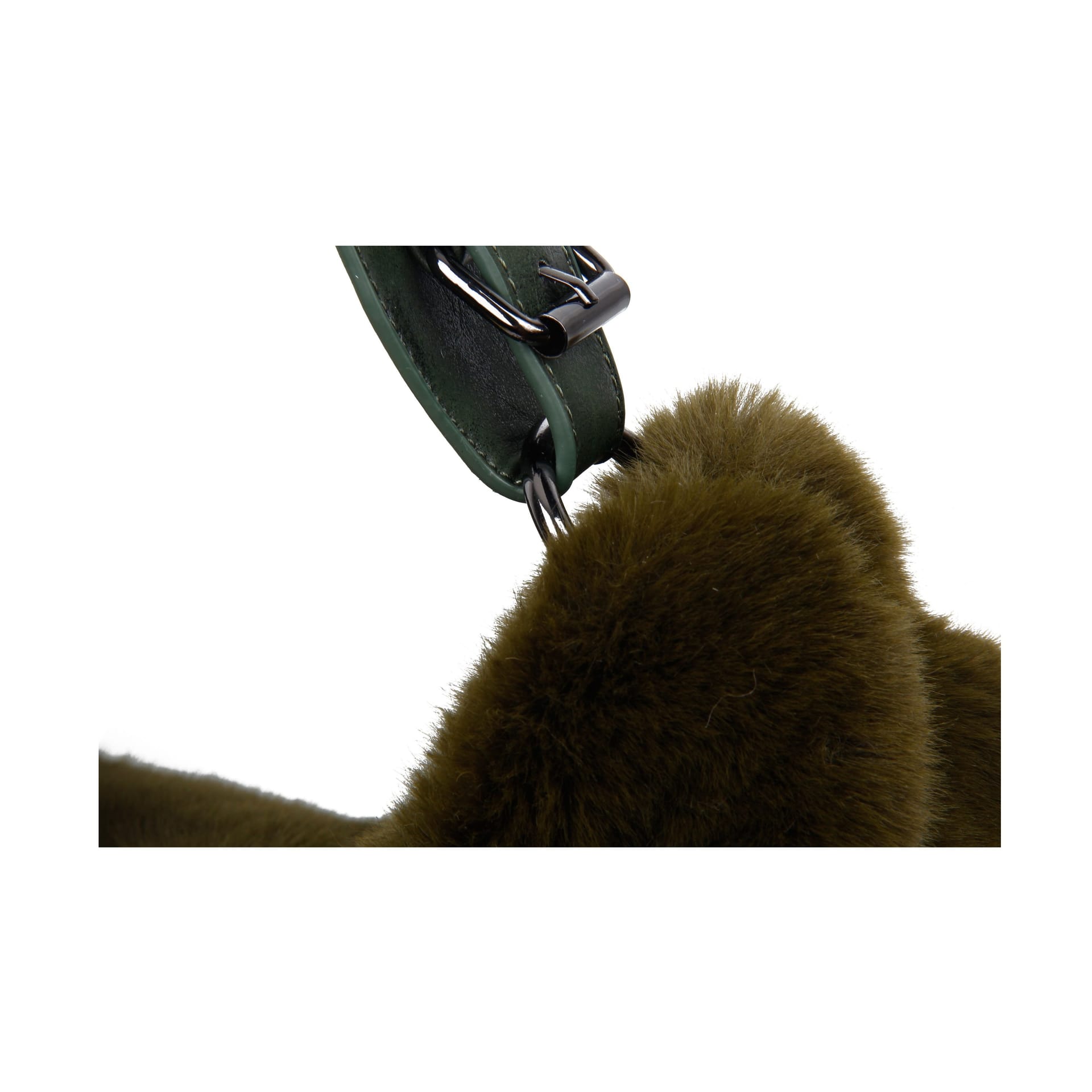 JFY JFY Women's Faux Fur Top Zip Closure Shoulder Bag in Dark Green - 4
