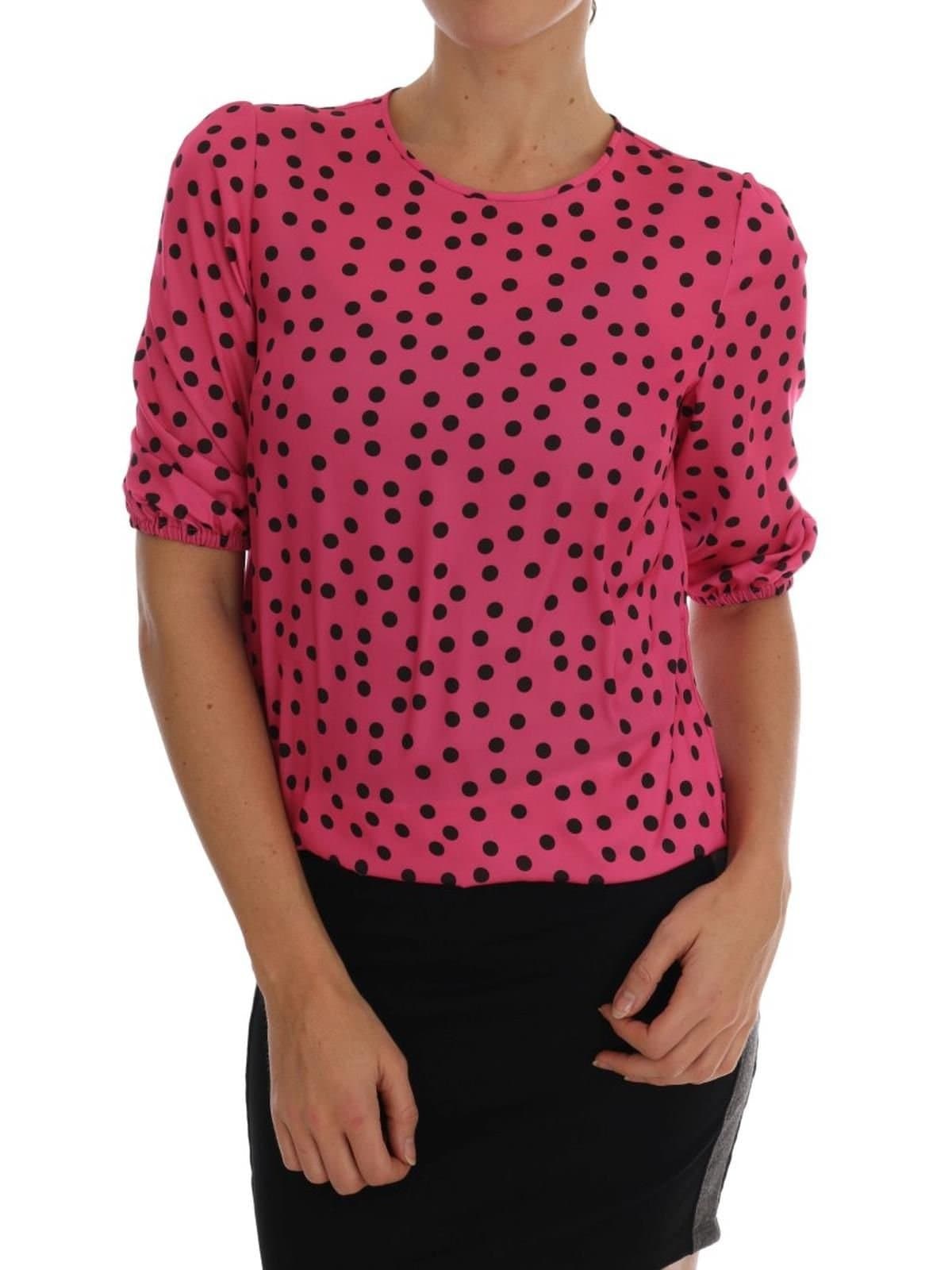 Dolce & Gabbana Dolce & Gabbana Women's Pink Polka Dotted Silk Blouse