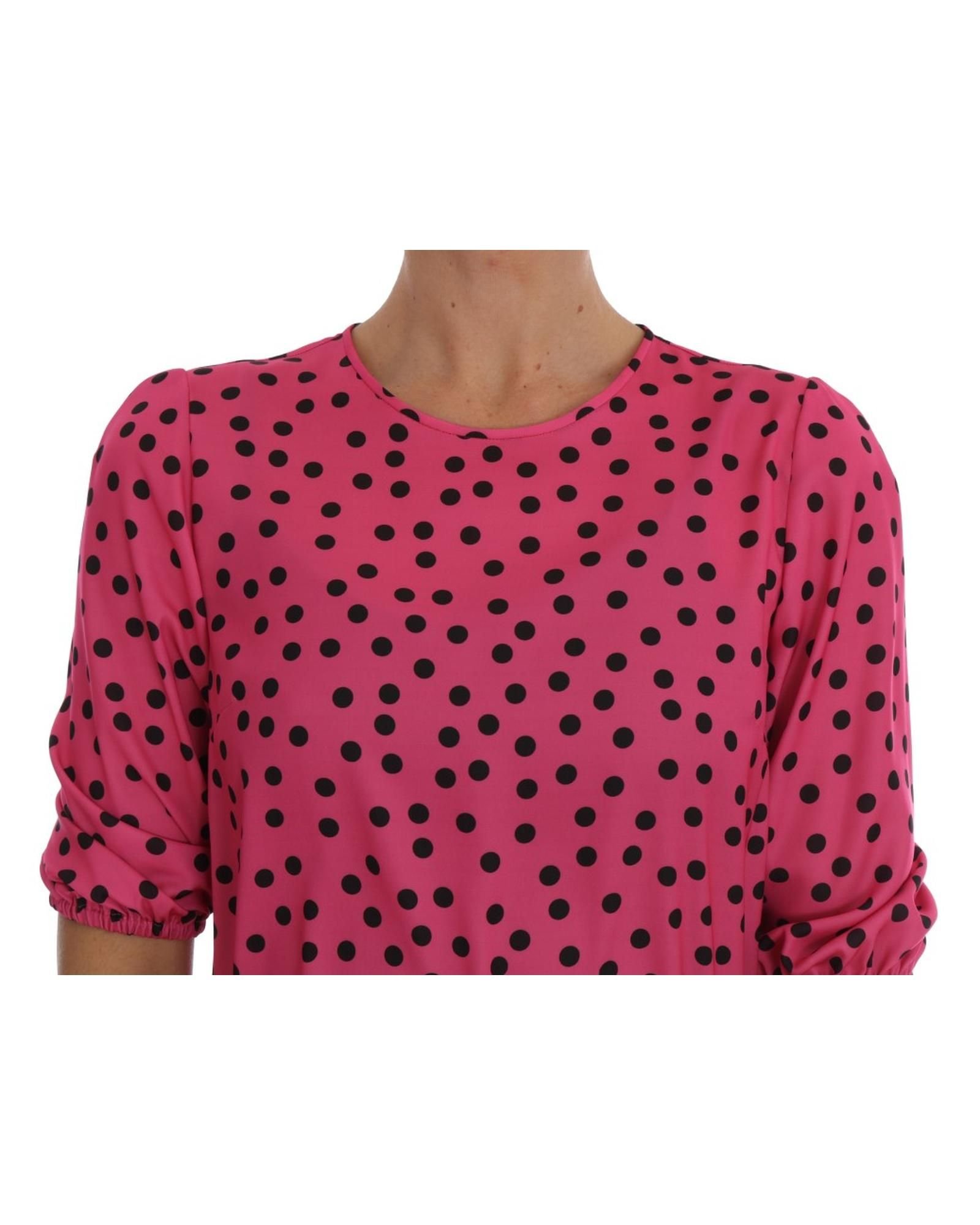 Dolce & Gabbana Dolce & Gabbana Women's Pink Polka Dotted Silk Blouse - 4
