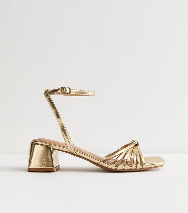 New Look Women's Gold Knotted Strap Block Heel Sandals New Look - 2