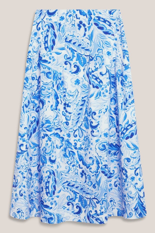 Hobbs London Hobbs London Women's Antonella Paisley Print Midi Skirt in Bright Blue - 2