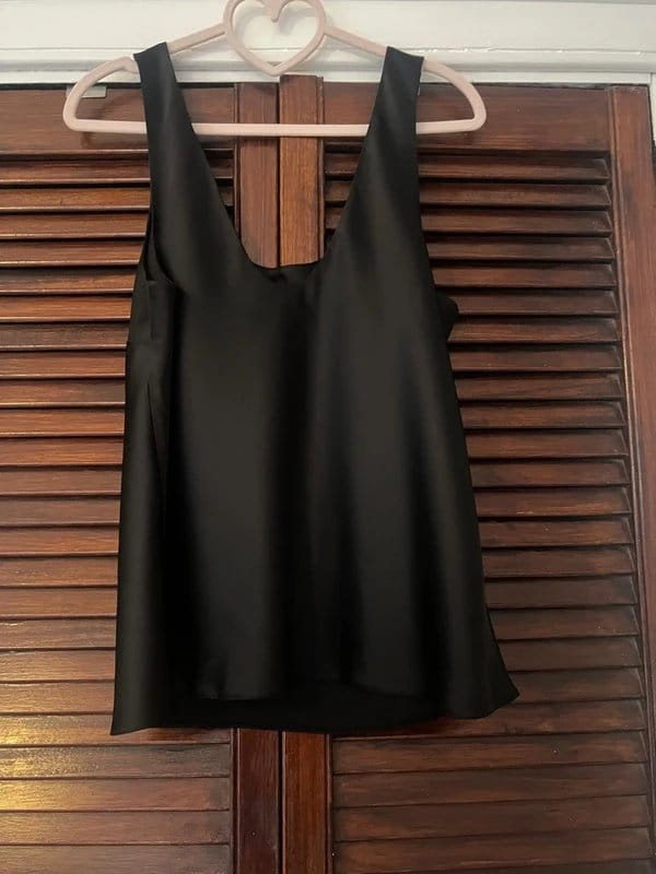 ASOS Design Black Satin Vest Top