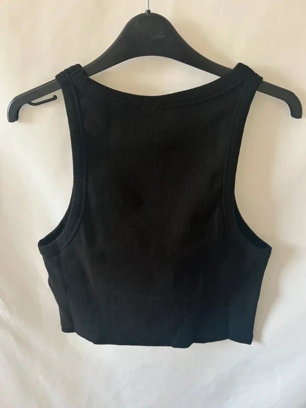 The Couture Club The Couture Club Logo Ribbed Racer Vest - Black - Size UK 16