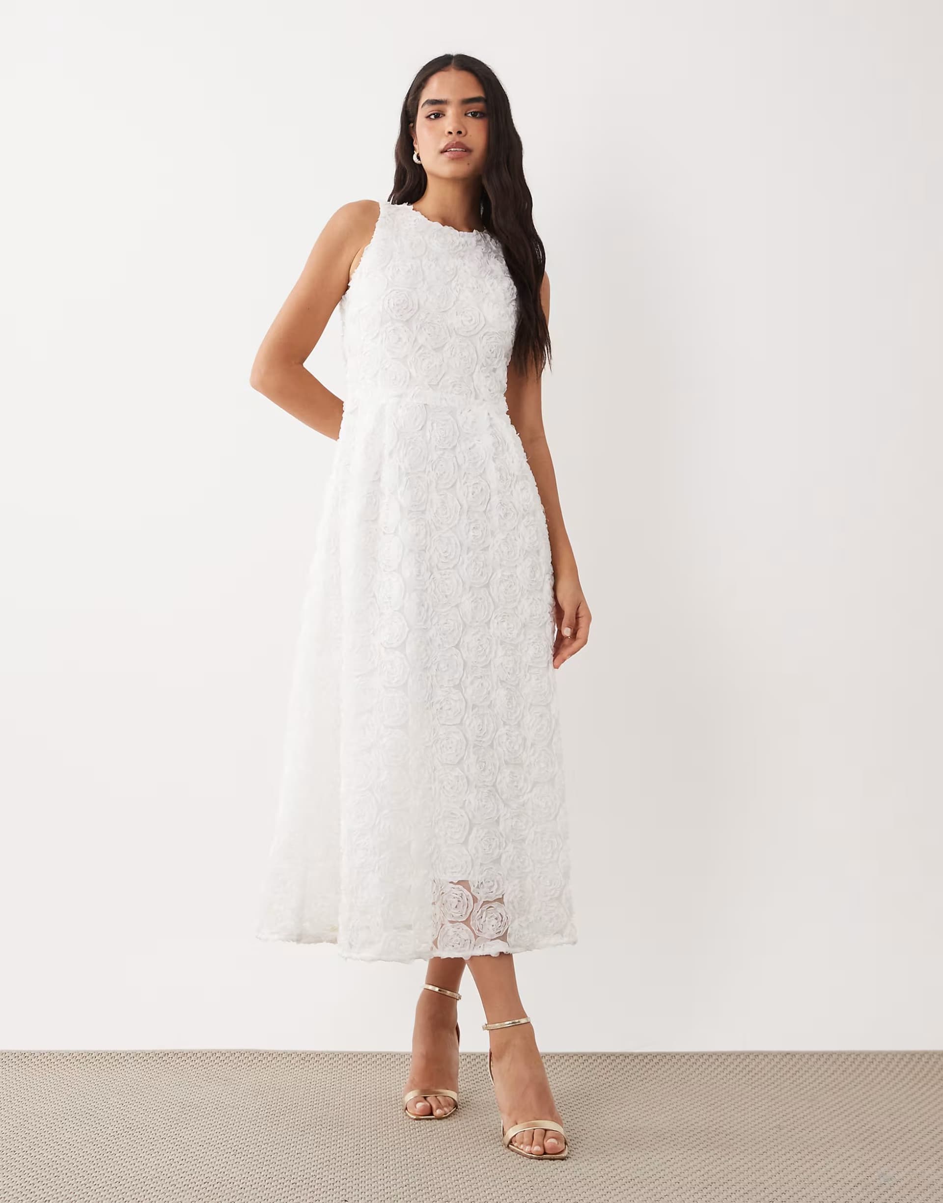 ASOS Vila floral jacquard maxi dress in white