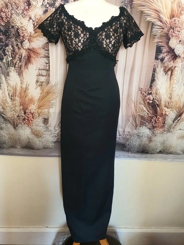 House of bianchi Vintage House of Bianchi Black Lace Formal Evening Gown – approx UK Size 8/10 – Made in USA - 1