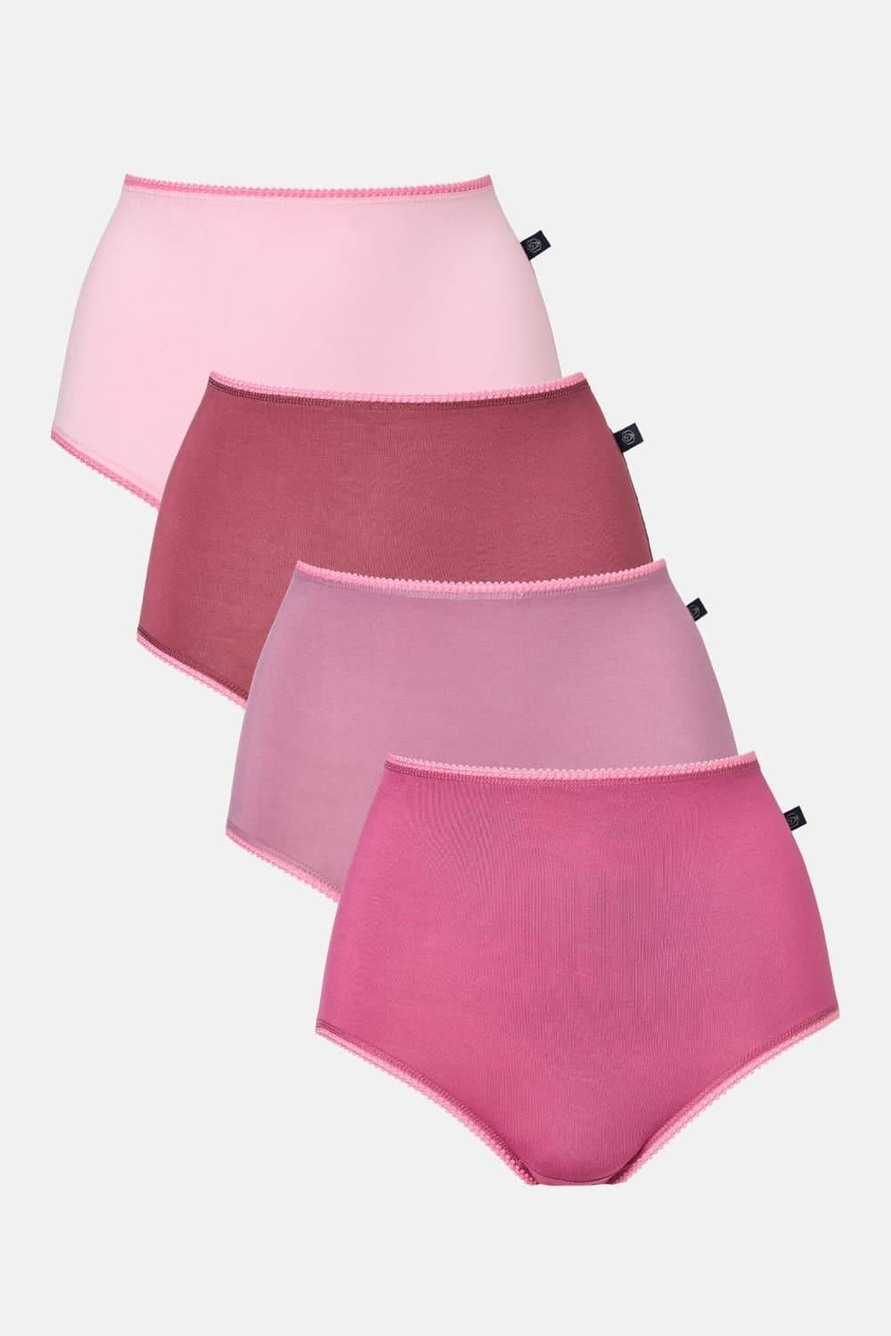 British Boxers British Boxers Women's Pack of Four "Bunch of Roses" Bamboo Full Briefs in Dusty Pink