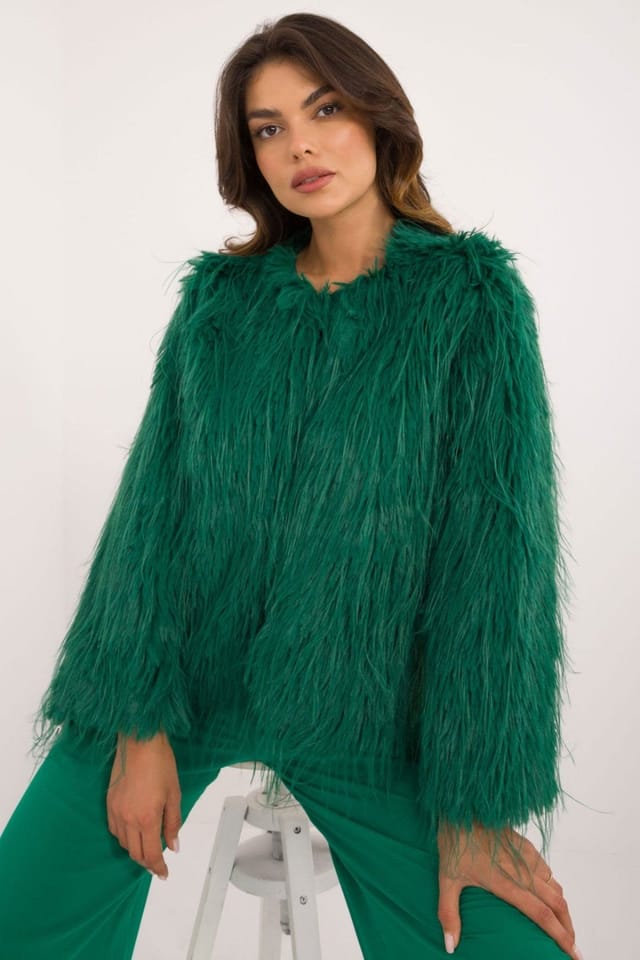 Love Lace Love Lace Women's Fur Finish Transitional Hook Jacket in Green - 2