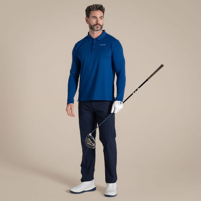 Craghoppers Craghoppers Men's NosiLife Bramshaw Insect-Repellent Long Sleeved Golf Polo Shirt in Blue - 2