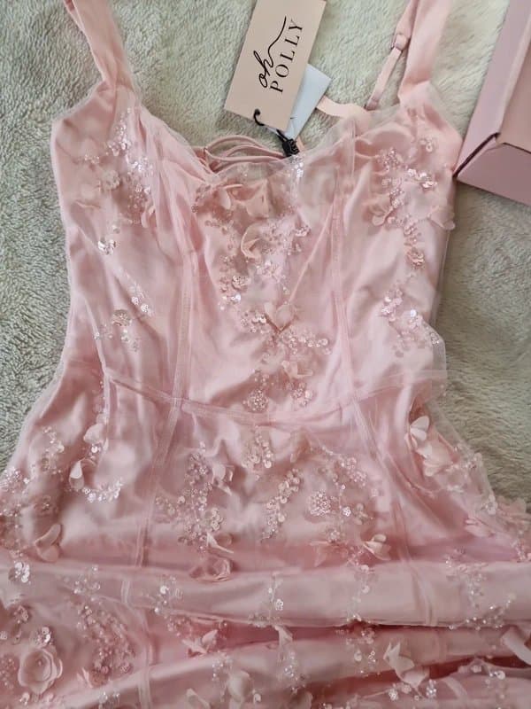 Oh Polly Embellished pink gown