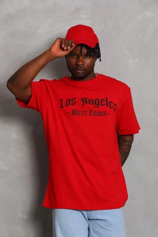 Janes Janes Men's Oversized Crew Neck T-Shirt with Back Print in Red - 3