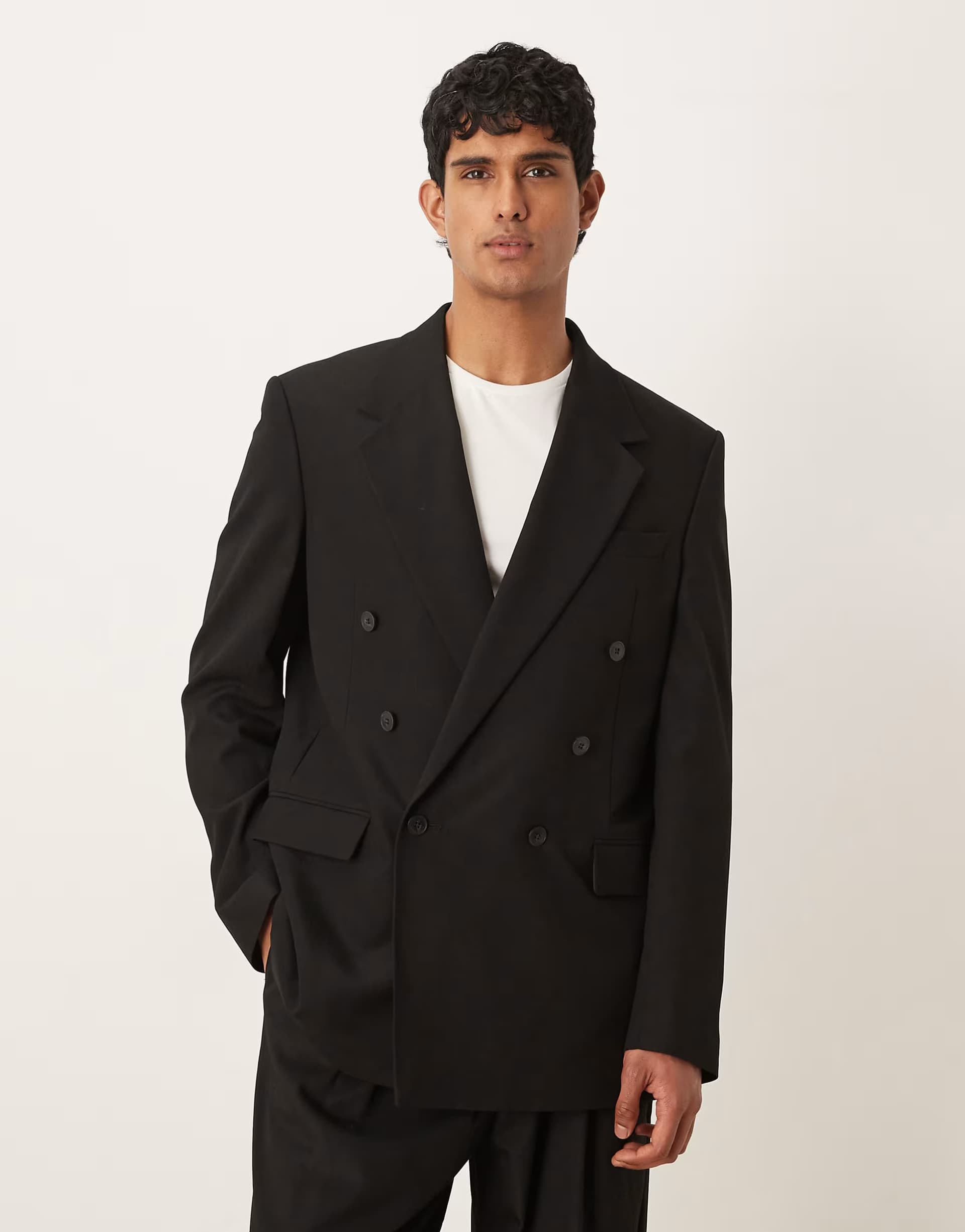 ASOS ASOS DESIGN relaxed square shoulder suit jacket in black