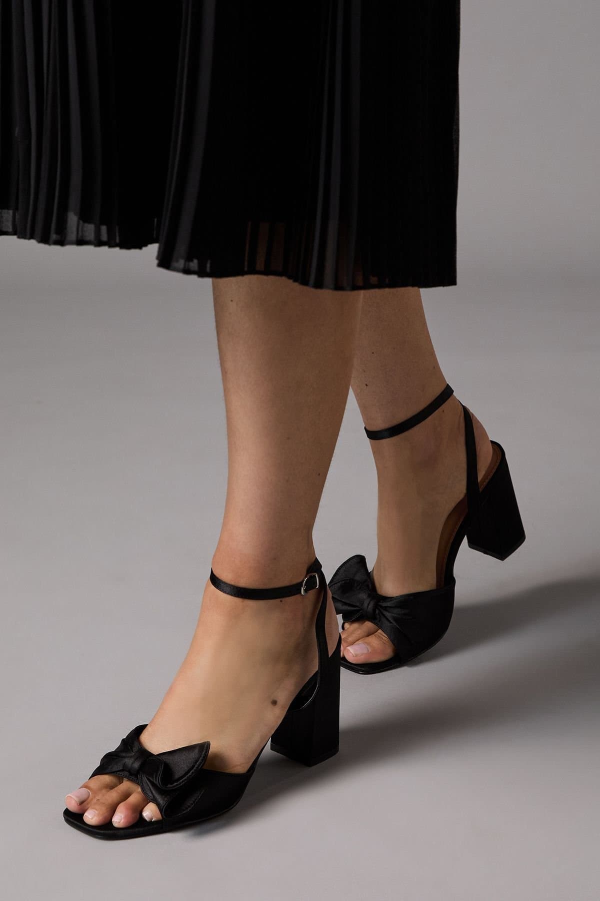 Coast Coast Black Satin Ruffle High Heel Sandals
