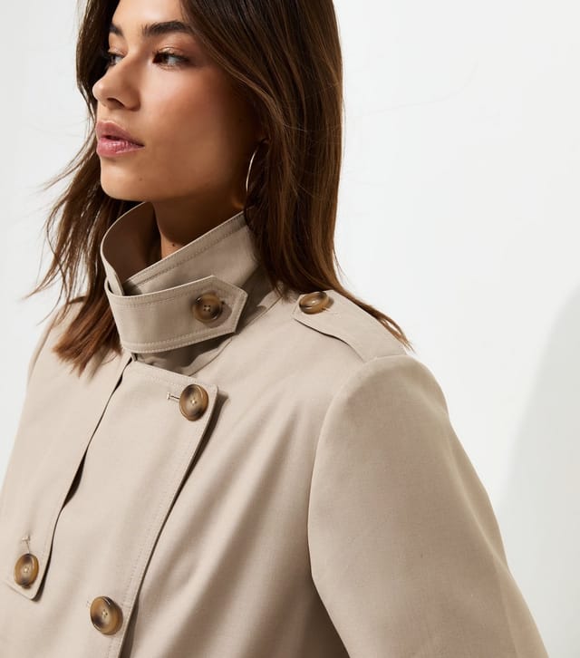New Look Women's Cream Double Breasted Cropped Trench Jacket New Look - 2