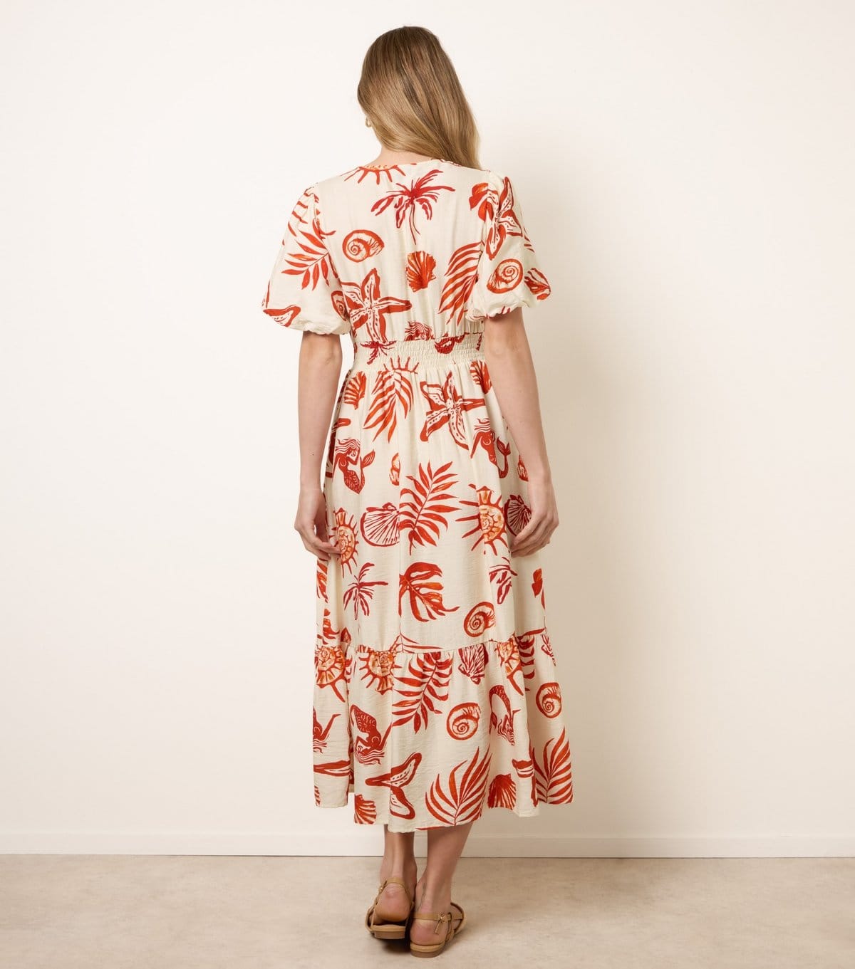 Blue Vanilla Women's Orange Starfish Print Midi Dress Blue Vanilla New Look - 4