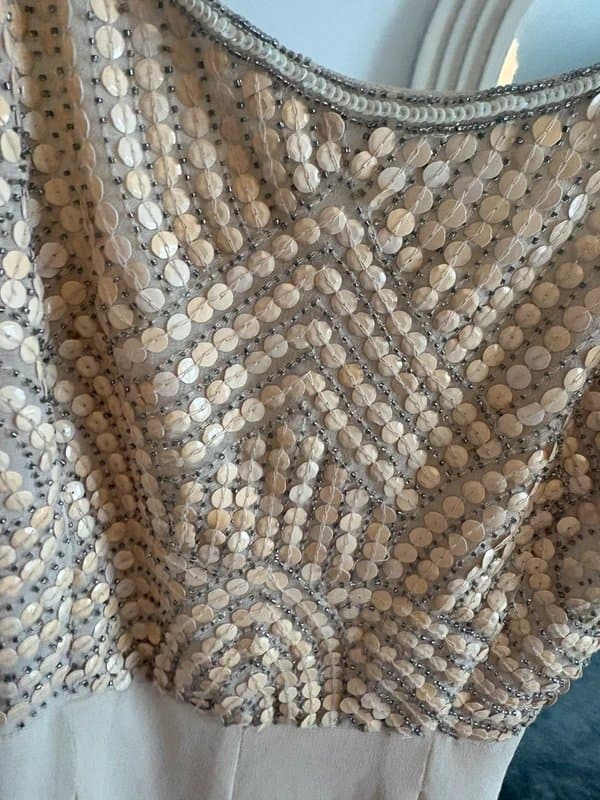 New Look cream coloured embellished playsuit -Size 8