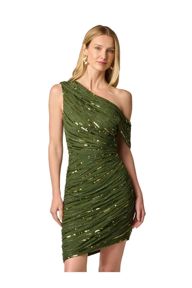 Adrianna by Adrianna Papell Adrianna by Adrianna Papell Women's Fully Beaded Mini Dress in Green - 2