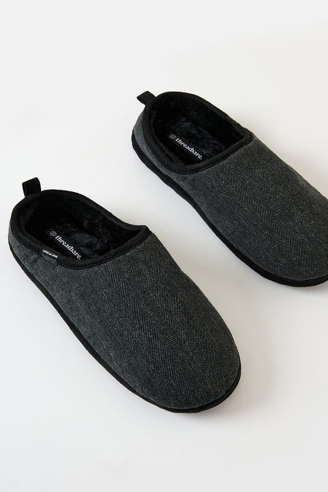 Threadbare Threadbare Men's Faux Fur Lined Mule Slippers in Dark Grey - 3