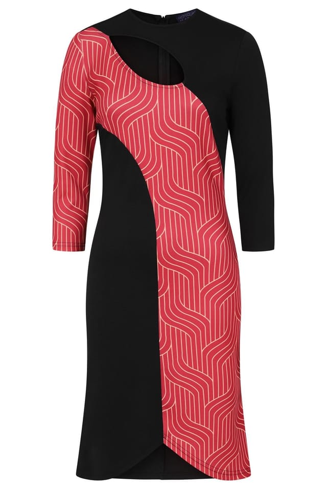 Hot Squash Hot Squash Women's Asymmetric Keyhole Dress in Burgundy - 2