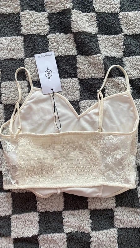 Stradivarius Cream Lace Crop Top