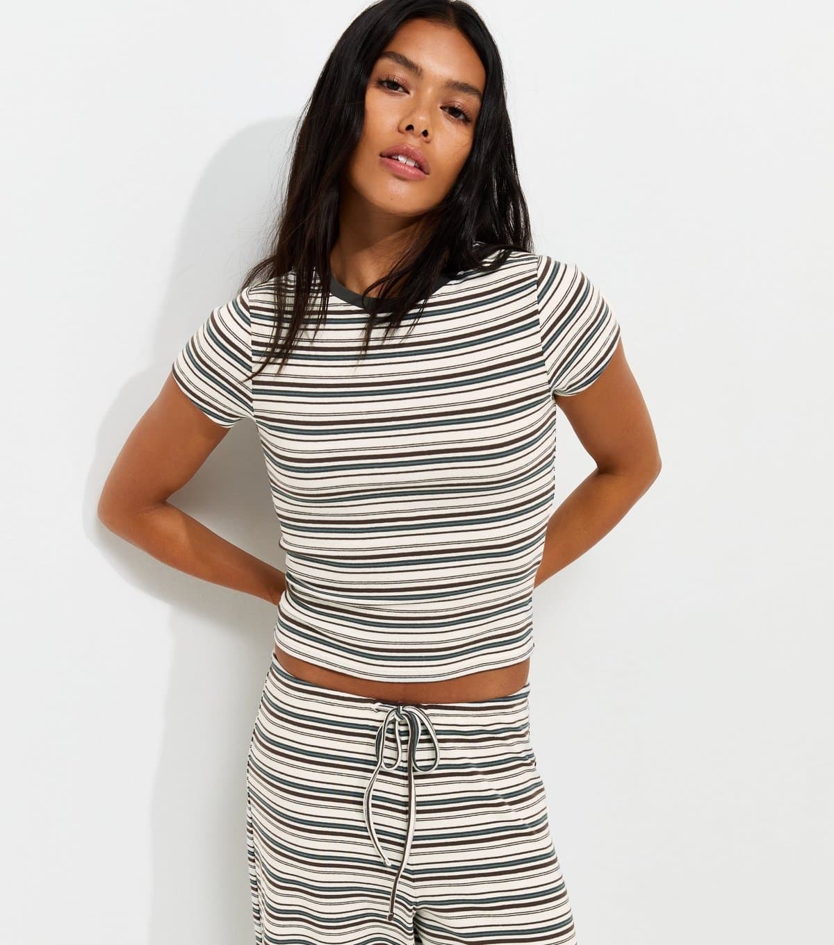 New Look New Look Cream Striped Baby Tee T-Shirt