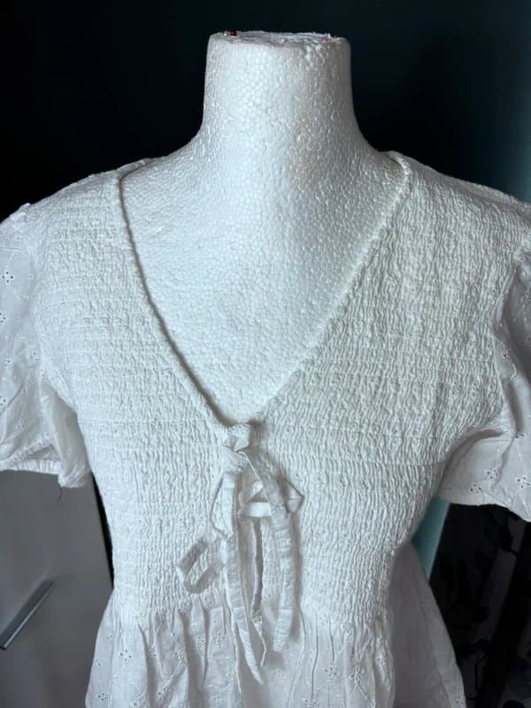 New Look New Look White Broderie Peplum Top UK 14 BNWT – Puff Sleeve Summer Blouse E29
