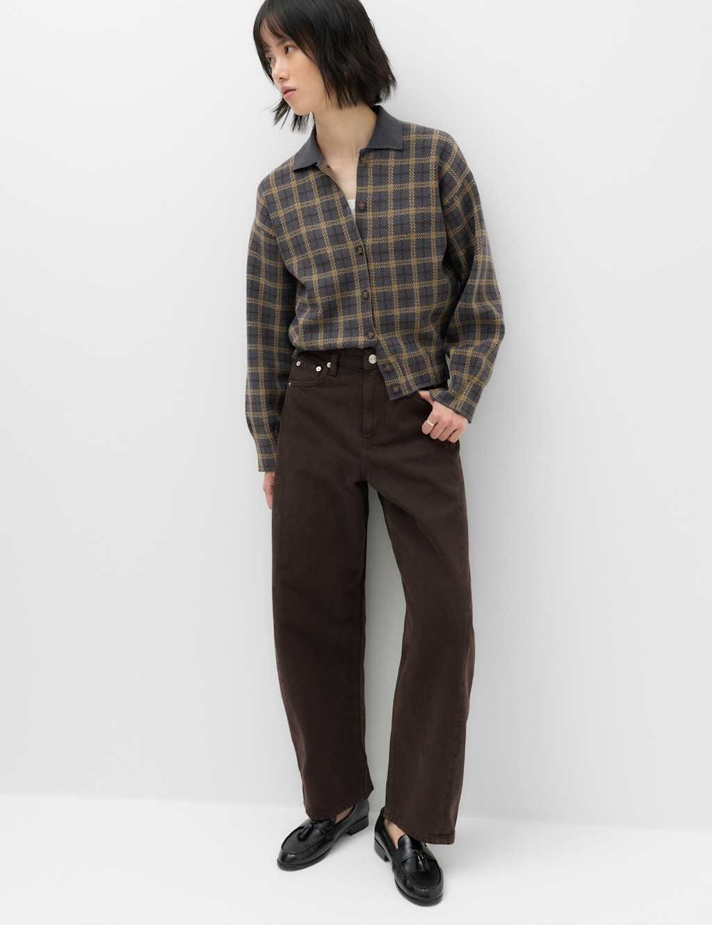Marks & Spencer M&S Mid Rise Barrel Jeans Chocolate - 1