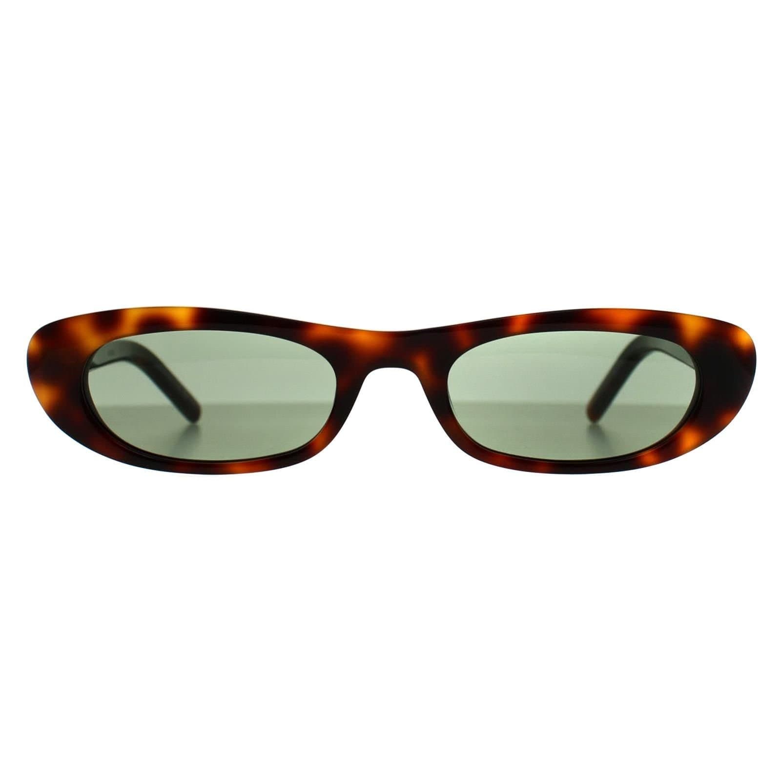 Saint Laurent Saint Laurent Women's Rectangle Shiny Dark Havana Green SL557 in Brown