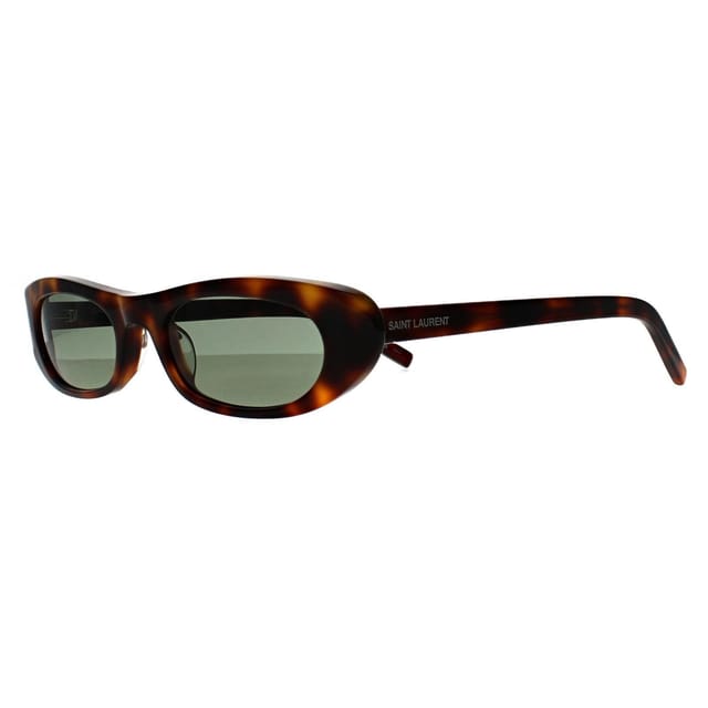 Saint Laurent Saint Laurent Women's Rectangle Shiny Dark Havana Green SL557 in Brown - 2