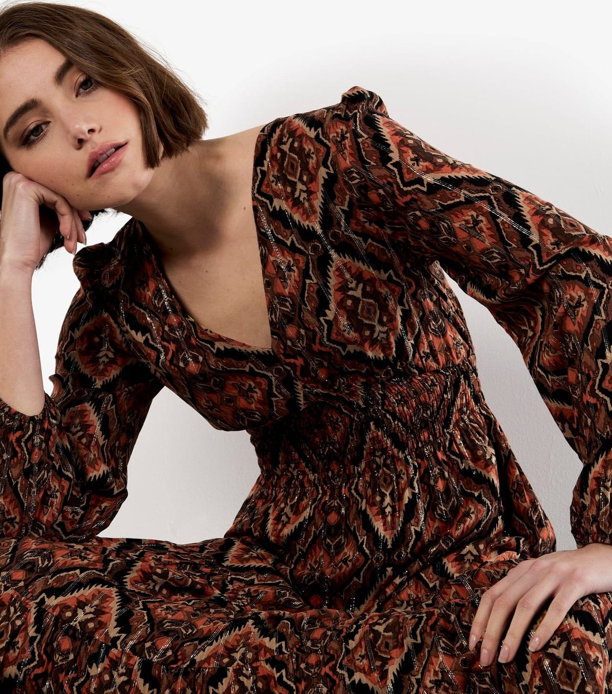 Apricot Women's Black Empire Line Smocked Printed Dress Apricot New Look - 4