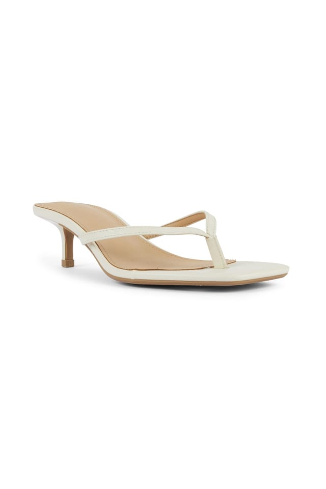 Truffle Collection Truffle Collection Women's Heeled Mules Buckle Polyurethane Kitten Heel Summer Shoes in Stone - 3