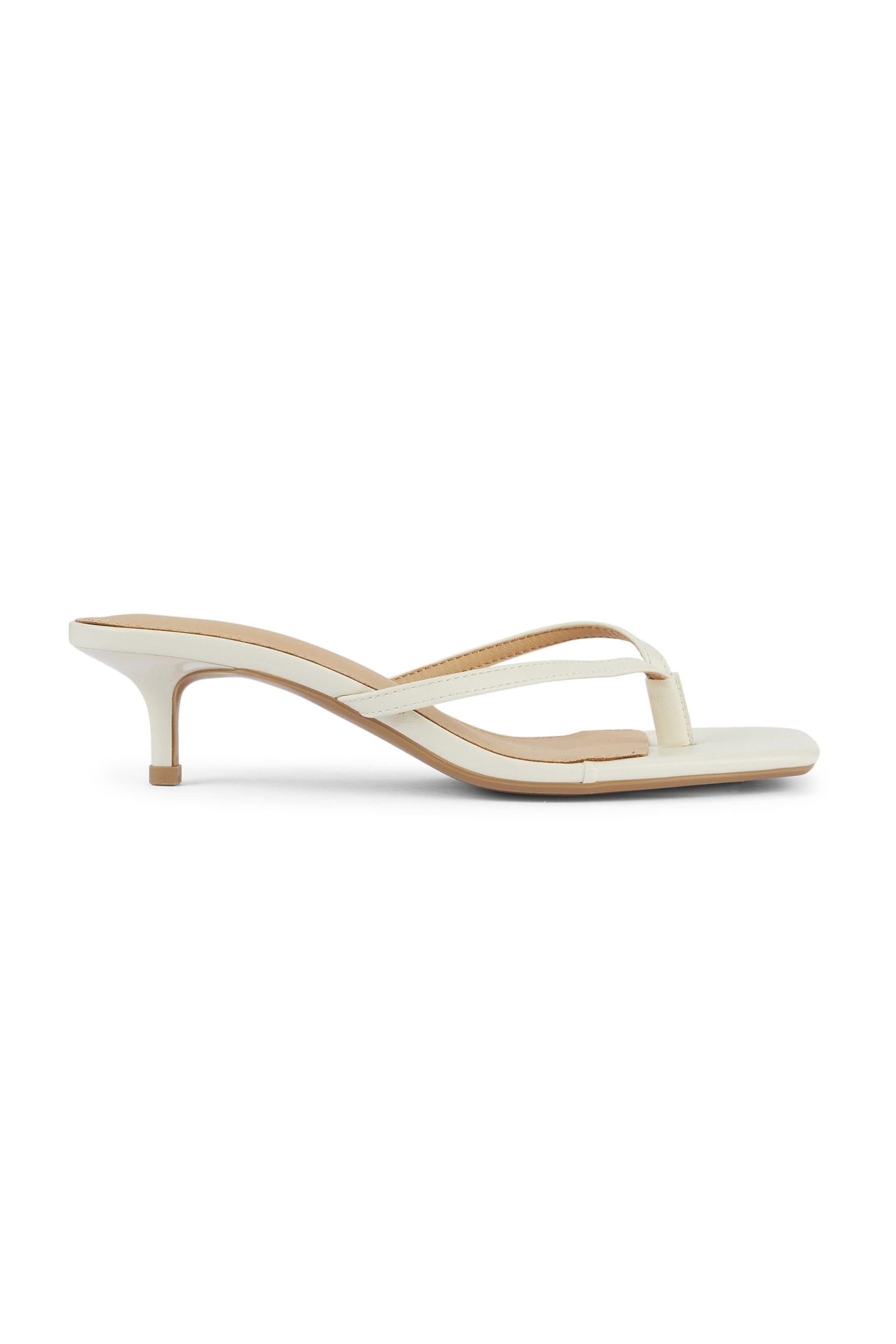 Truffle Collection Truffle Collection Women's Heeled Mules Buckle Polyurethane Kitten Heel Summer Shoes in Stone - 4