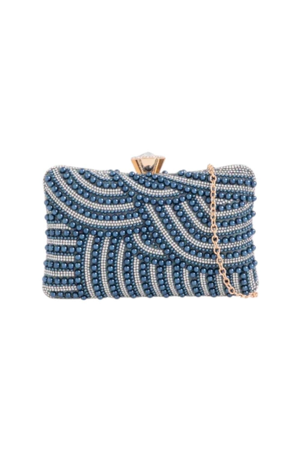 D2C D2C Women's Pearl Embellished Clutch Bag in Navy