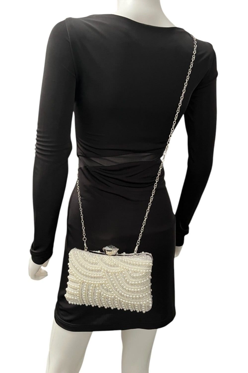 D2C D2C Women's Pearl Embellished Clutch Bag in Navy - 4
