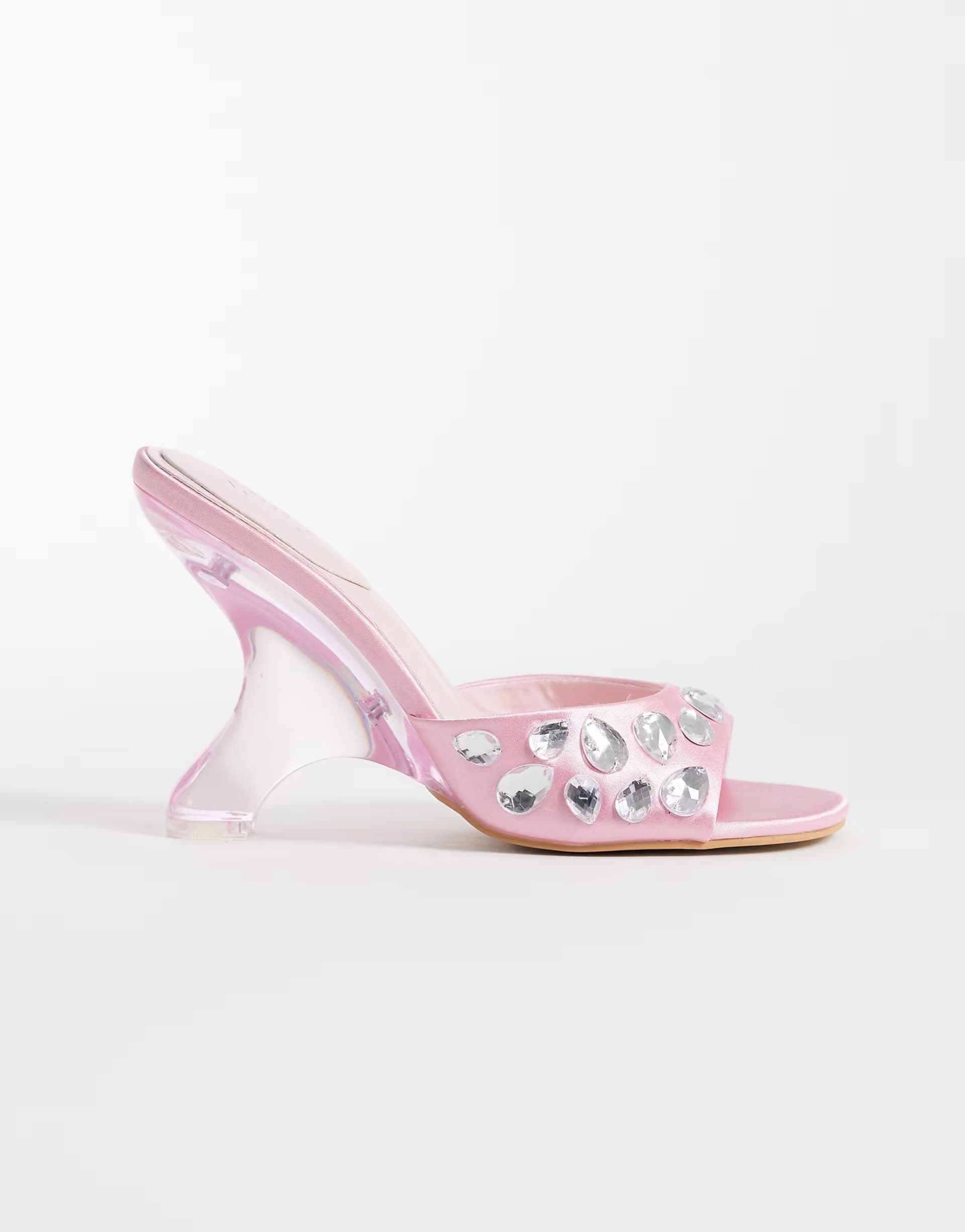 ASOS ASOS Pink Embellished Satin Heeled Sandals