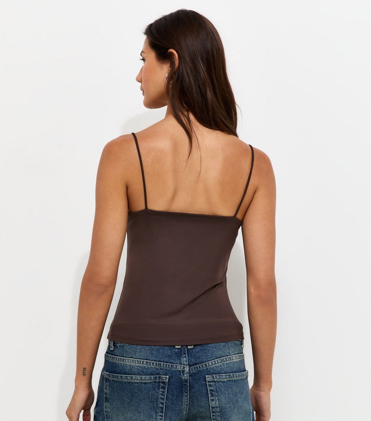 New Look Women's Dark Brown Jersey Thin Strap Cami Top New Look - 4