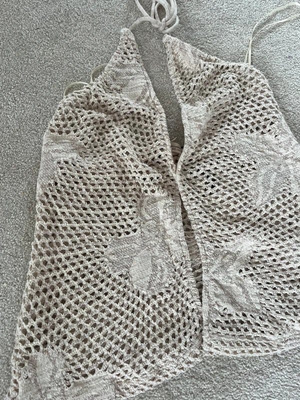 Bershka Cream Crochet Halter Neck Top