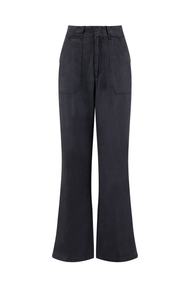 Weird Fish Weird Fish Women's Farida Wide Leg Trouser in Navy - 2