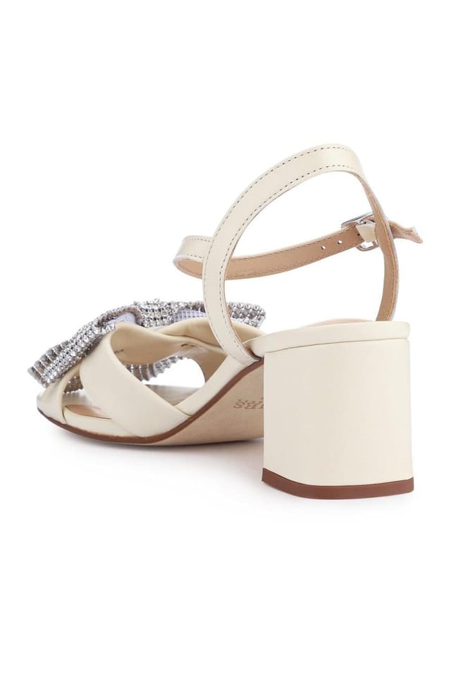 Jones Bootmaker Jones Bootmaker Women's Juliana Smart Buckled Leather Sandals in Cream - 3
