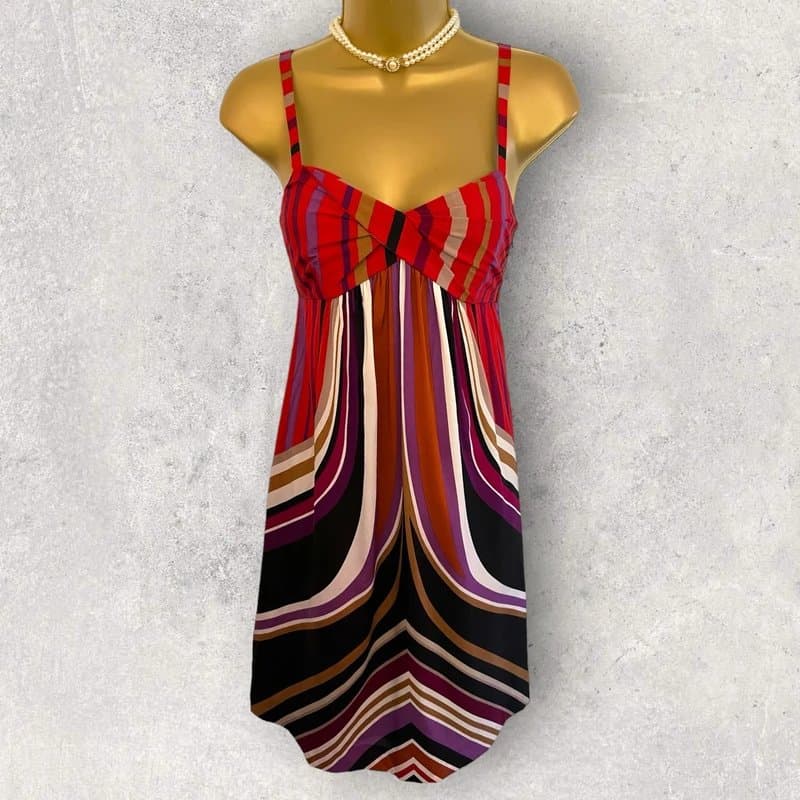 Banana Republic Banana Republic Womens Multicoloured Striped Silk Party Occasion Dress UK 6
