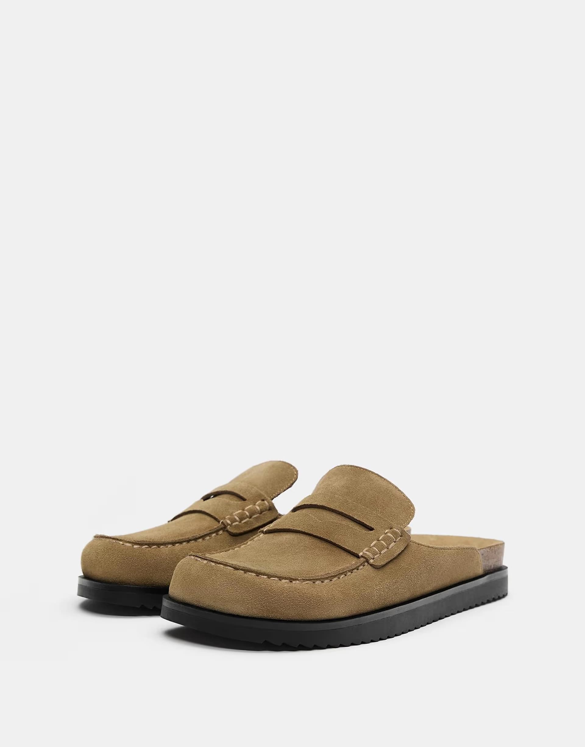 ASOS Pull&Bear Leather clogs in sand