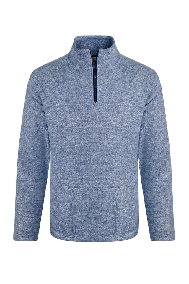 Weird Fish Weird Fish Men's Laramie 1/4 Zip Snow Marl Fleece in Mid Blue - 2